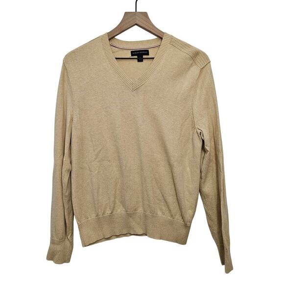 Banana Republic Men's Cashmere Blend V neck Pullover Sweater Yellow Cream Small - Picture 1 of 9